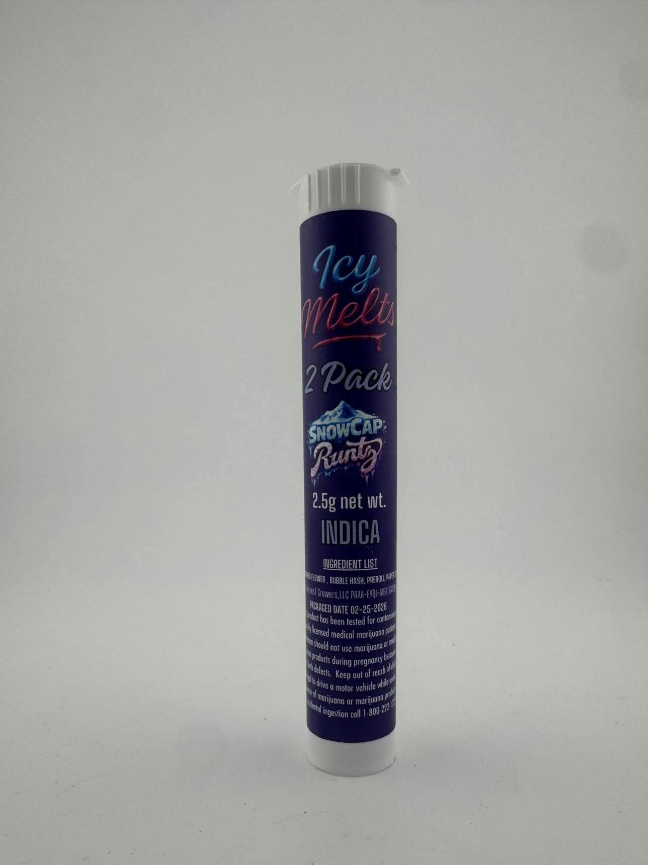 ICYCLES - 2pack Bubble Hash Infused pre-rolls - Snowcap Runtz 2.5g
