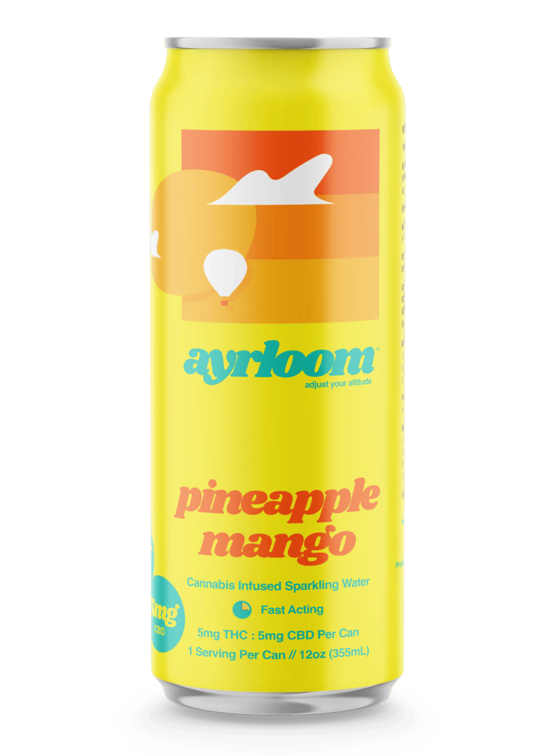 Pineapple Mango 1:1 THC:CBD Sparkling Water | Carbonated | 5mg | 12fl oz
