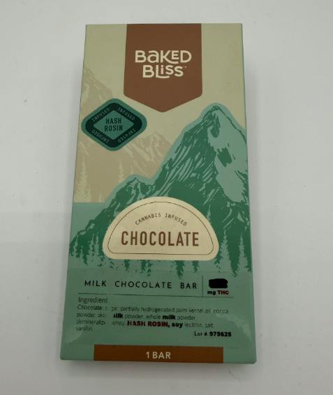 200mg Hash Rosin Milk Chocolate Bar | Baked Bliss