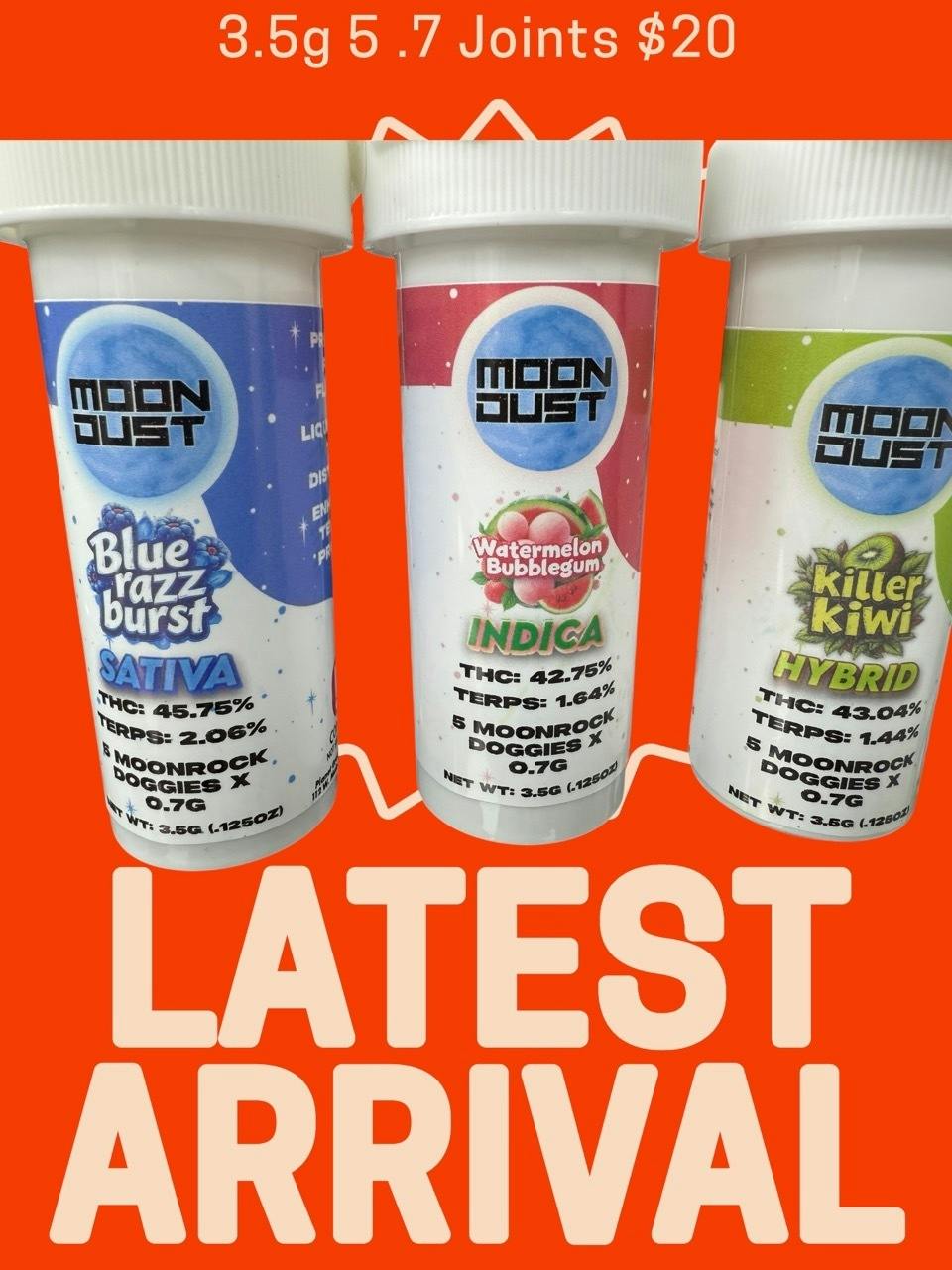 Moon Rock | Blue Razz Burst | Infused Joint | 0.7g each | 5pk by MOON DUST
