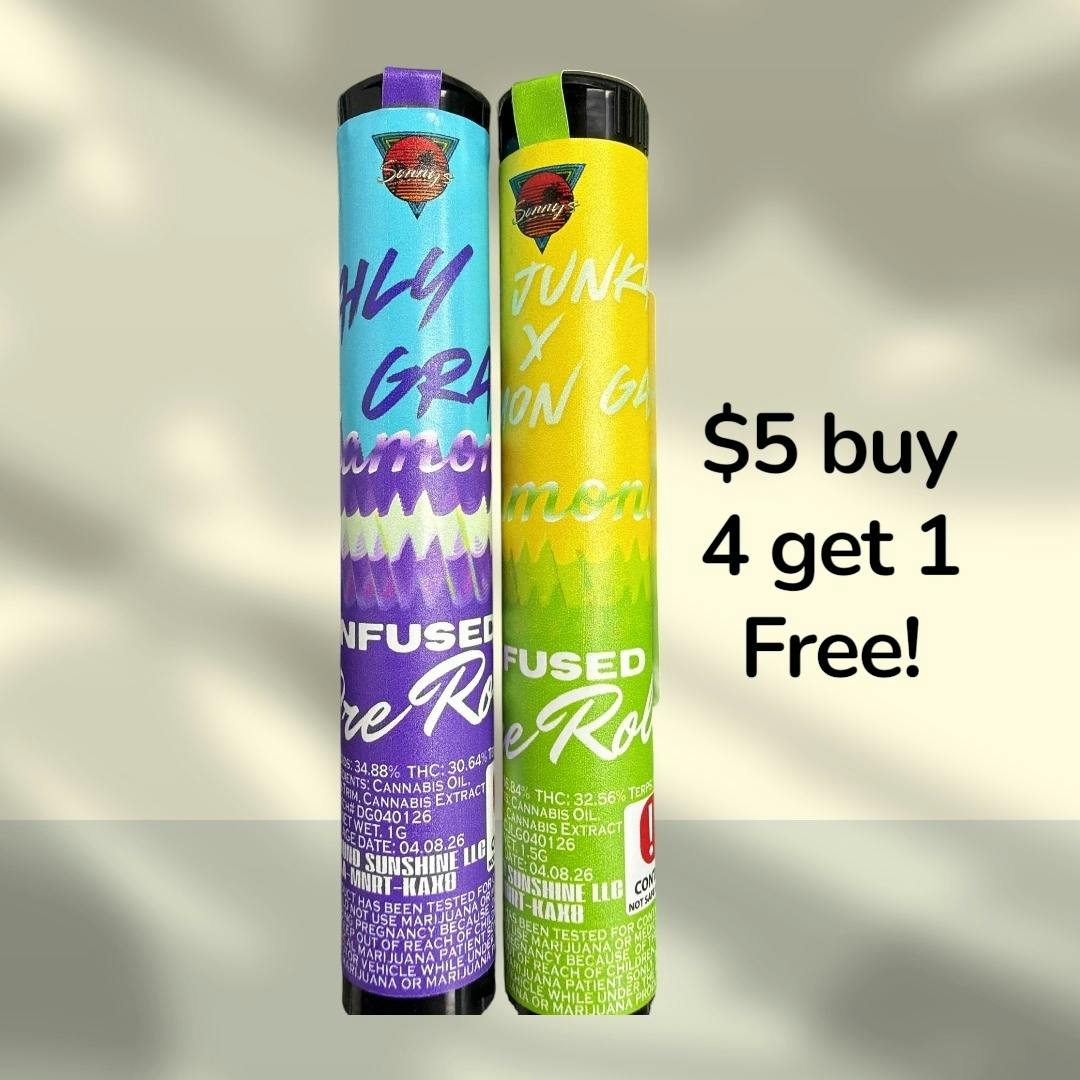 Diamond Infused Pre-Roll 1.5g - Cap Junky x Lemon Gas $5 5 for $20