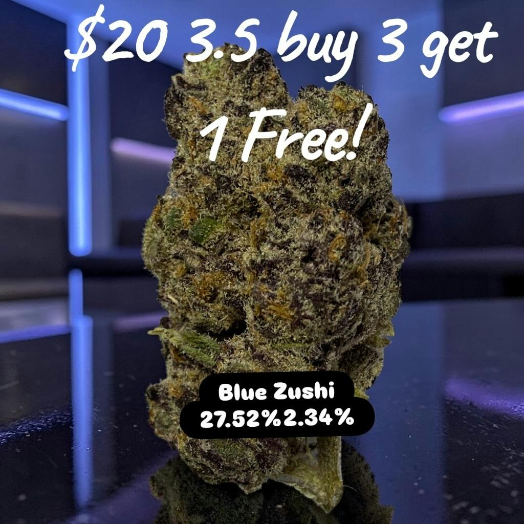 (The New New) Blue Zushi - Indica -27.52/2.34 - 3.5g $20 buy 3 get 1 Free!