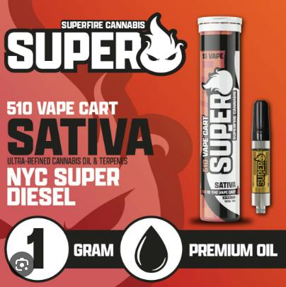 Superfire 1g 510 Vape Cart - NYC Super Diesel (Sativa)