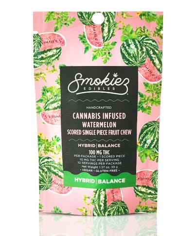 Watermelon HYBRID Fruit Chews, 100 mg THC - NV