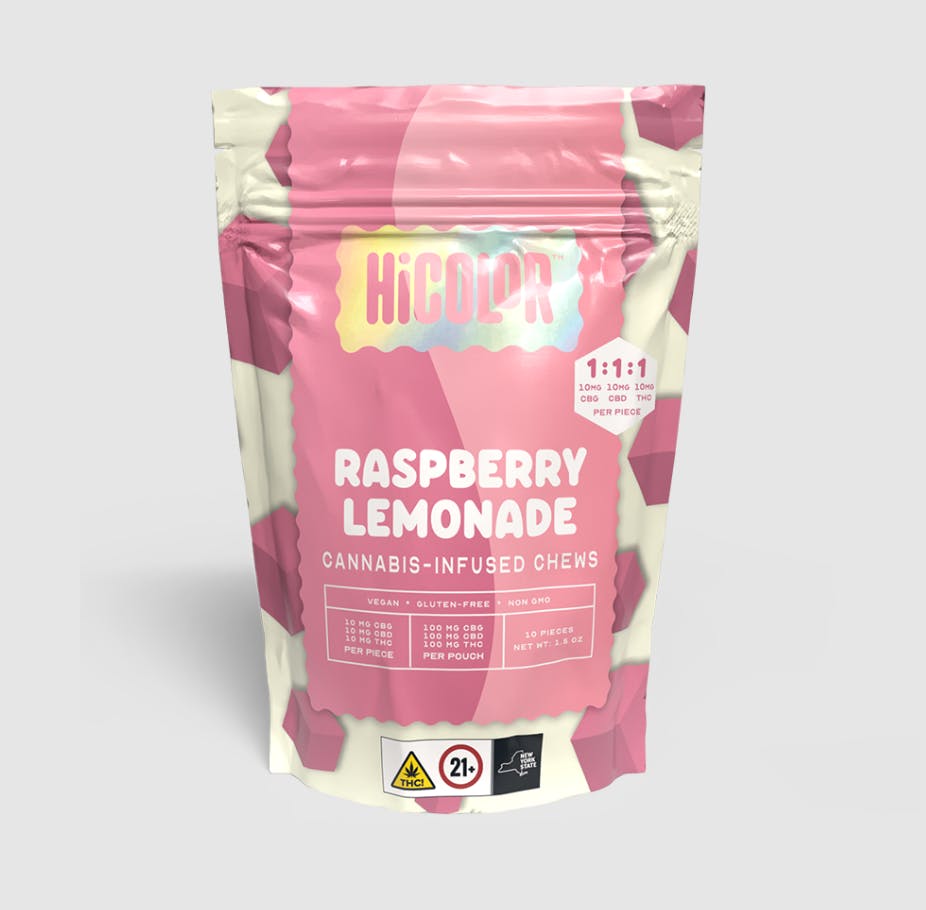RASPBERRY LEMONADE - 1:1:1 THC/CBD/CBG - FRUIT CHEWS - 100MG