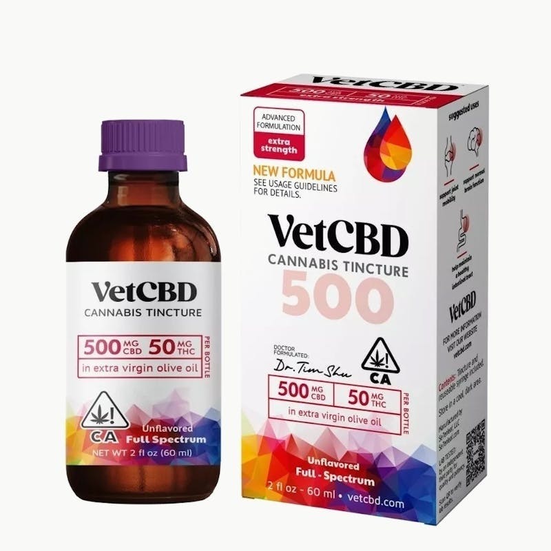 VetCBD Extra Strength Full Spectrum Tincture 50mg THC 500mg CBD