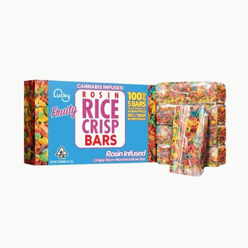 Lucky Fruity Rice Crispy Bars 100mg THC Rosin Infused