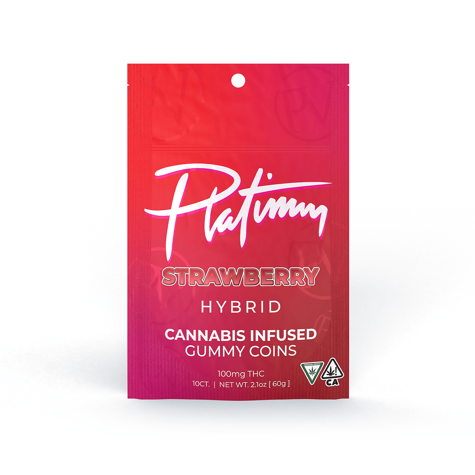 Platinum Strawberry Gummies 10pc 100mg THC (Hybrid)