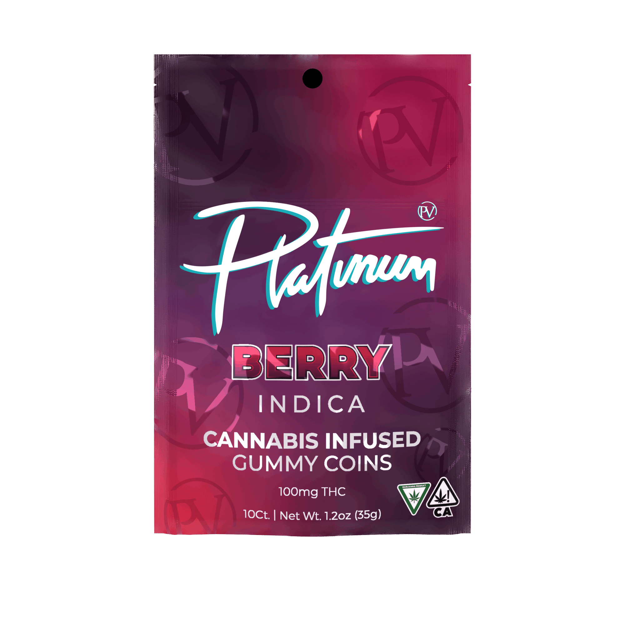 Platinum Berry Gummies 10pc 100mg THC (Indica)