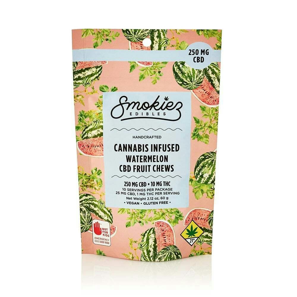 Watermelon CBD Gummies | 250mg | 10ct | 25mg/ea by Smokiez Edibles