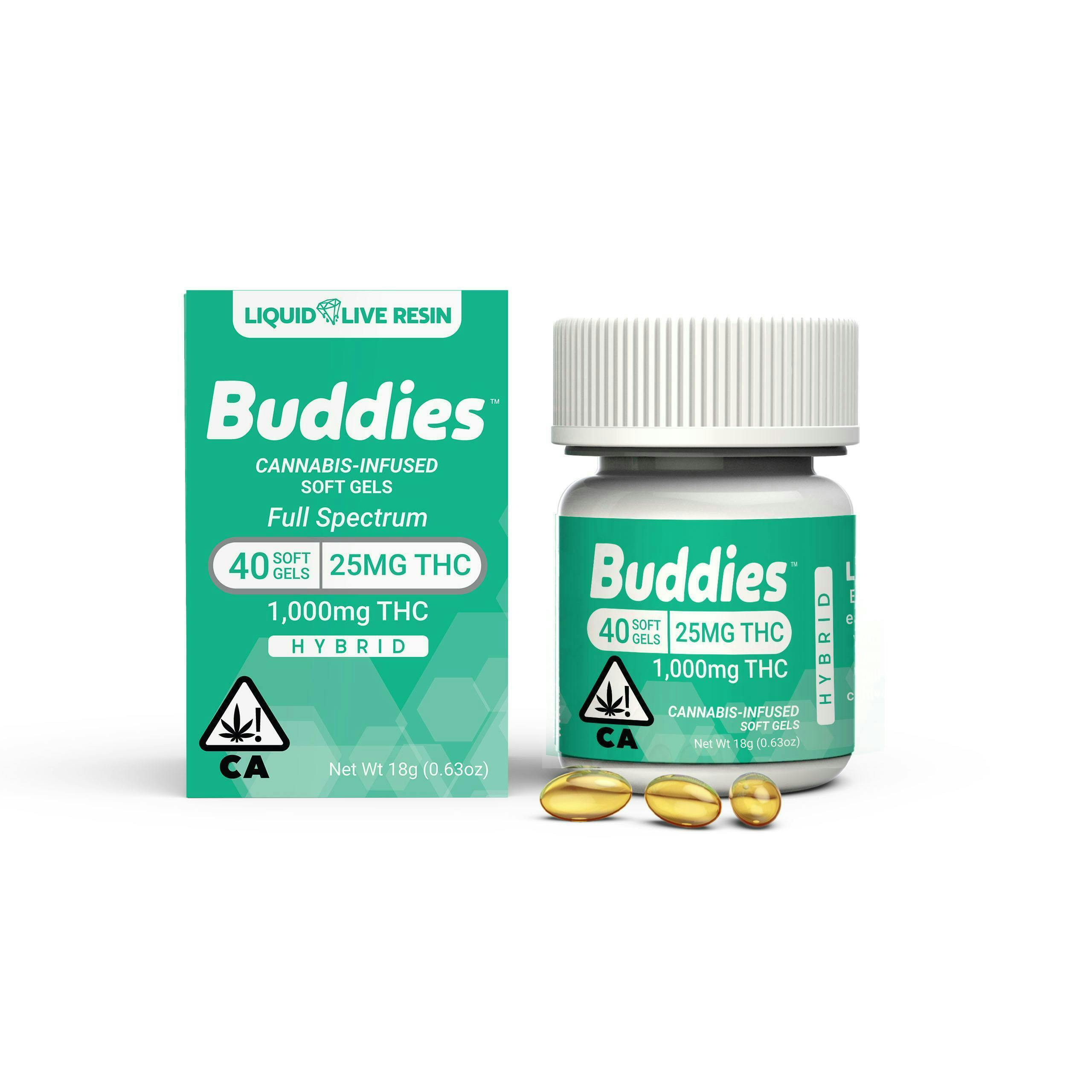 Live Resin Softgels | Hybrid | Capsules | 1000mg THC | 40ct | 25mg/ea