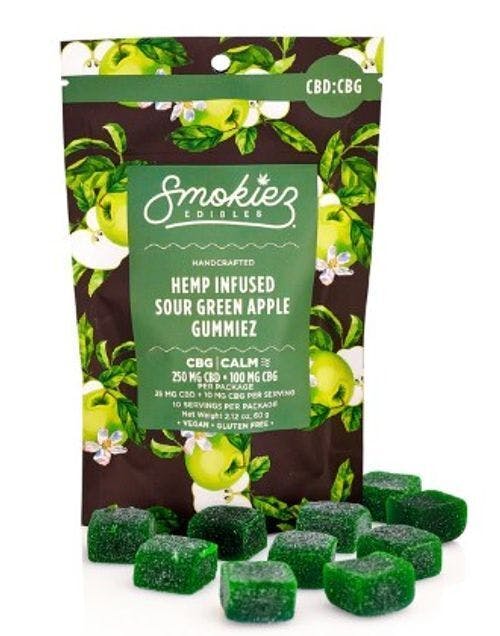 SmokiezHemp Sour Green Apple CBD:CBG Gummies - 750mg