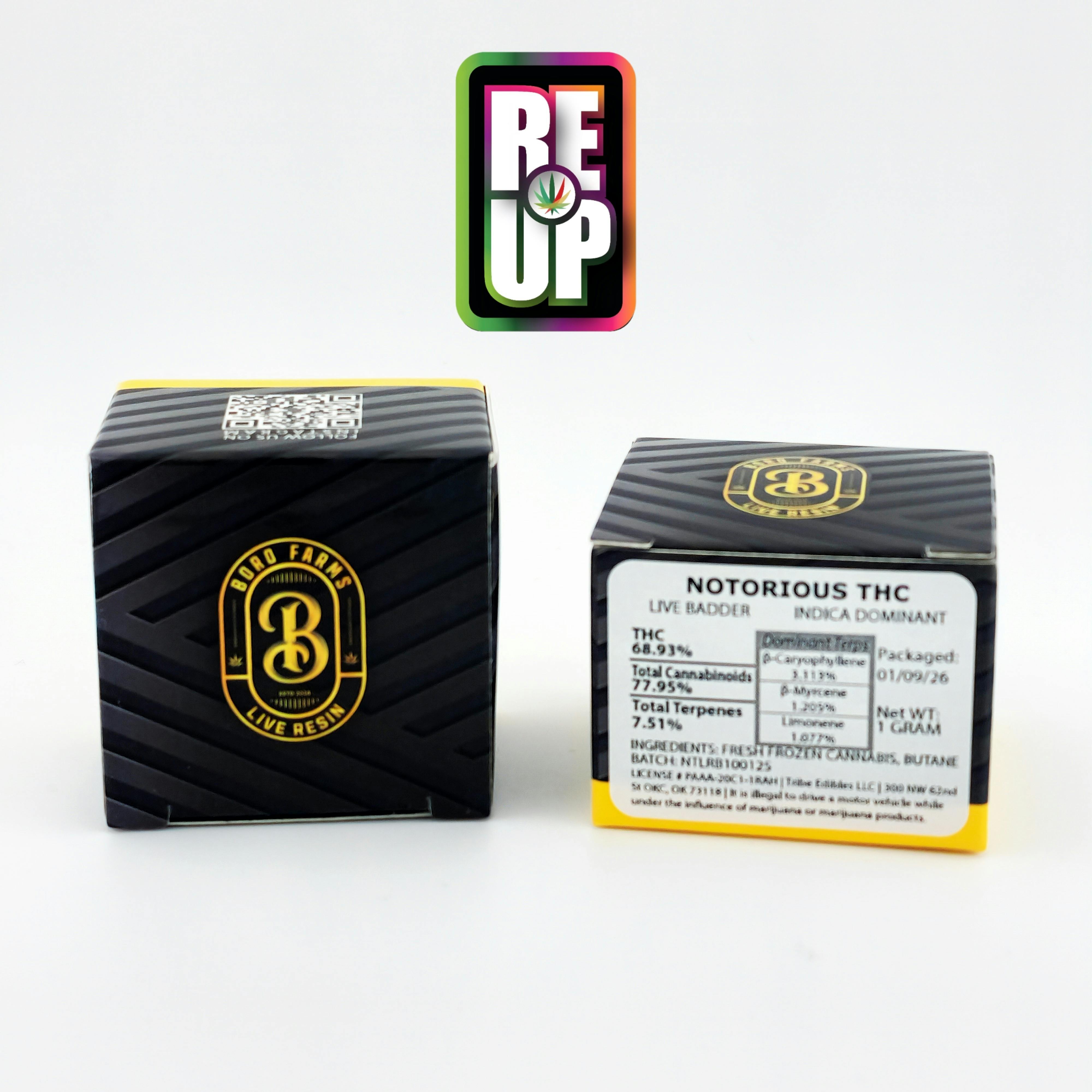 Notorious THC | Live Resin Badder | 1g