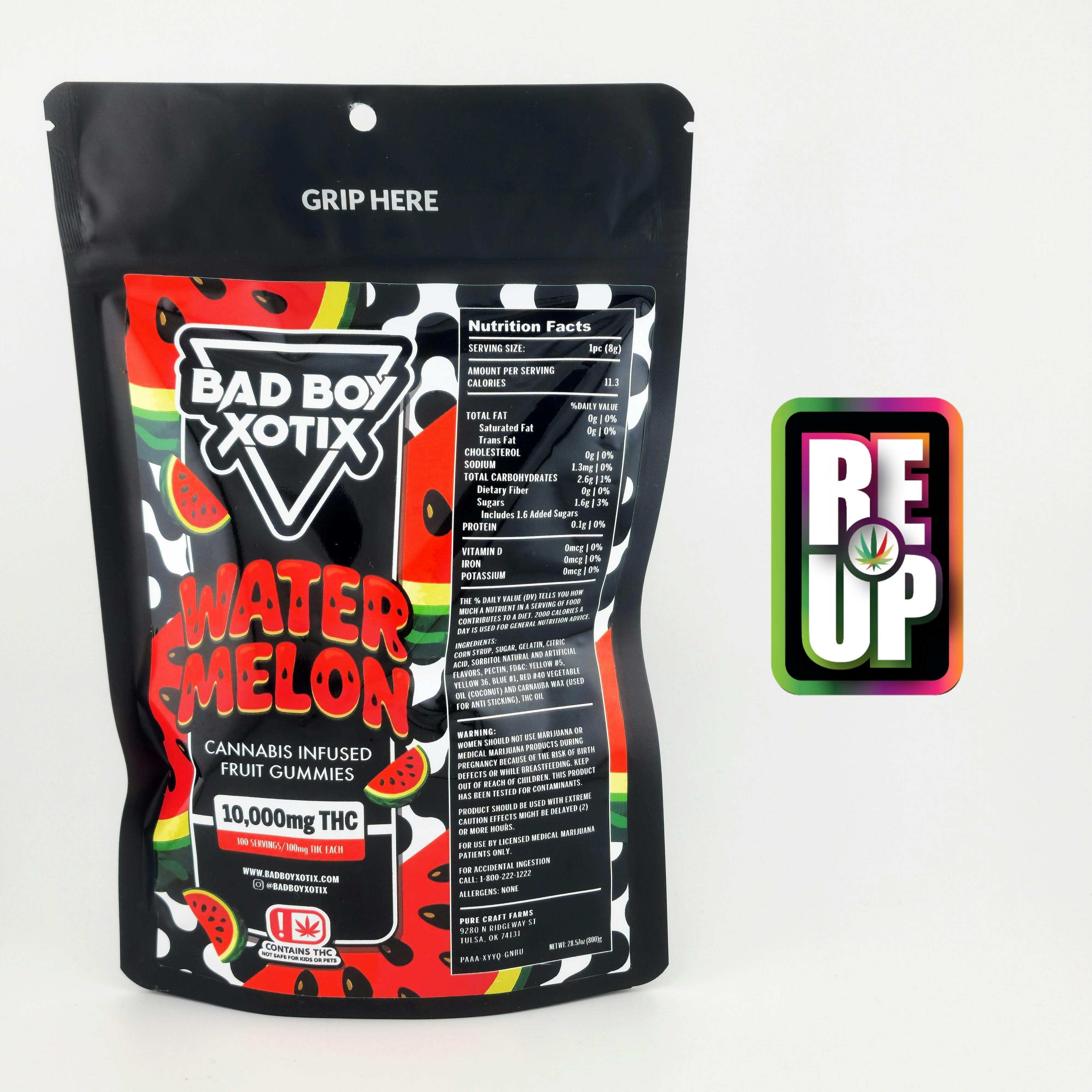 Bad Boy Xotix - Watermelon - 10,000mg Gummies () | Gummies | 100pk | 100mg/
