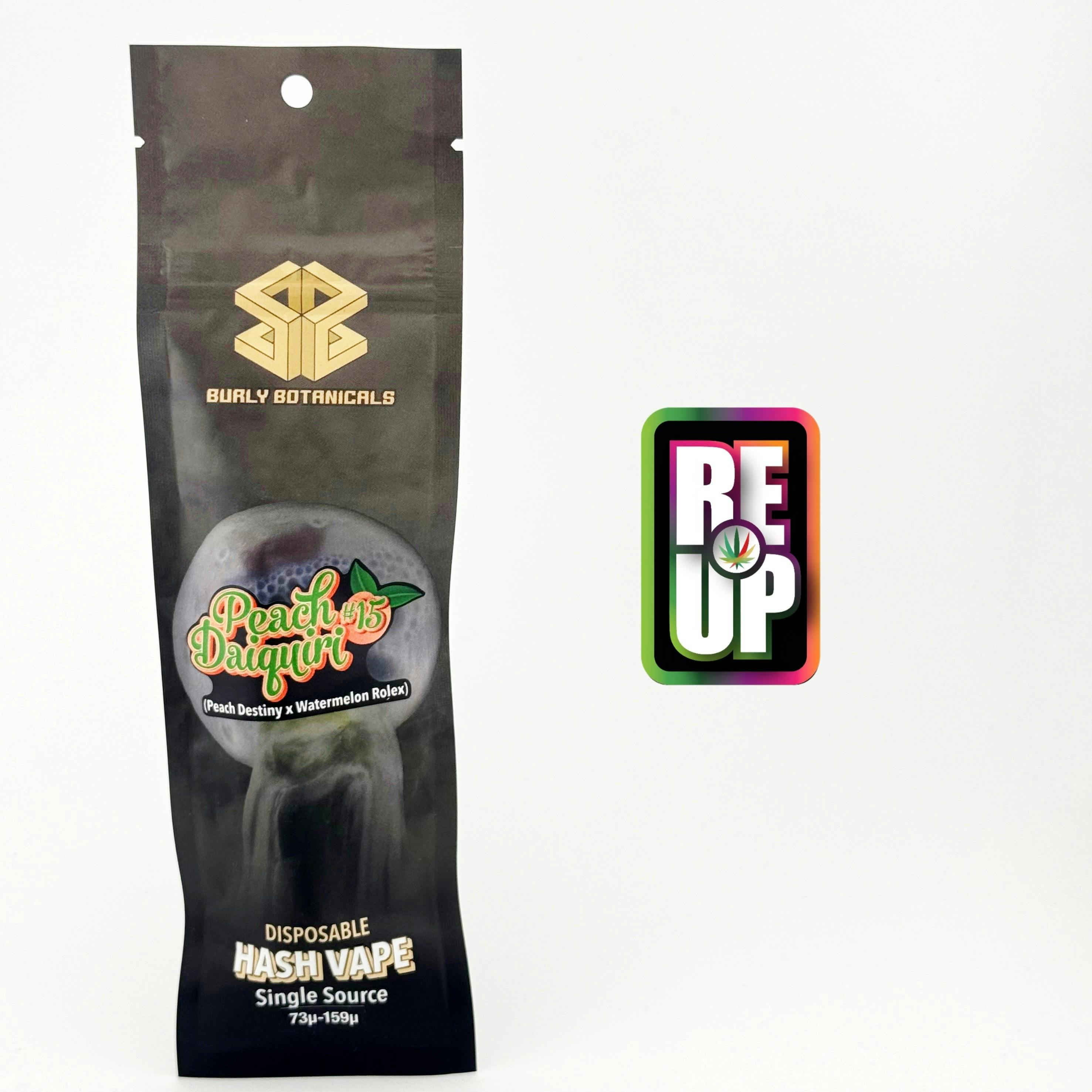Burly Botanicals | Peach Daiquiri #15 | .5g Disposable Hash Vape
