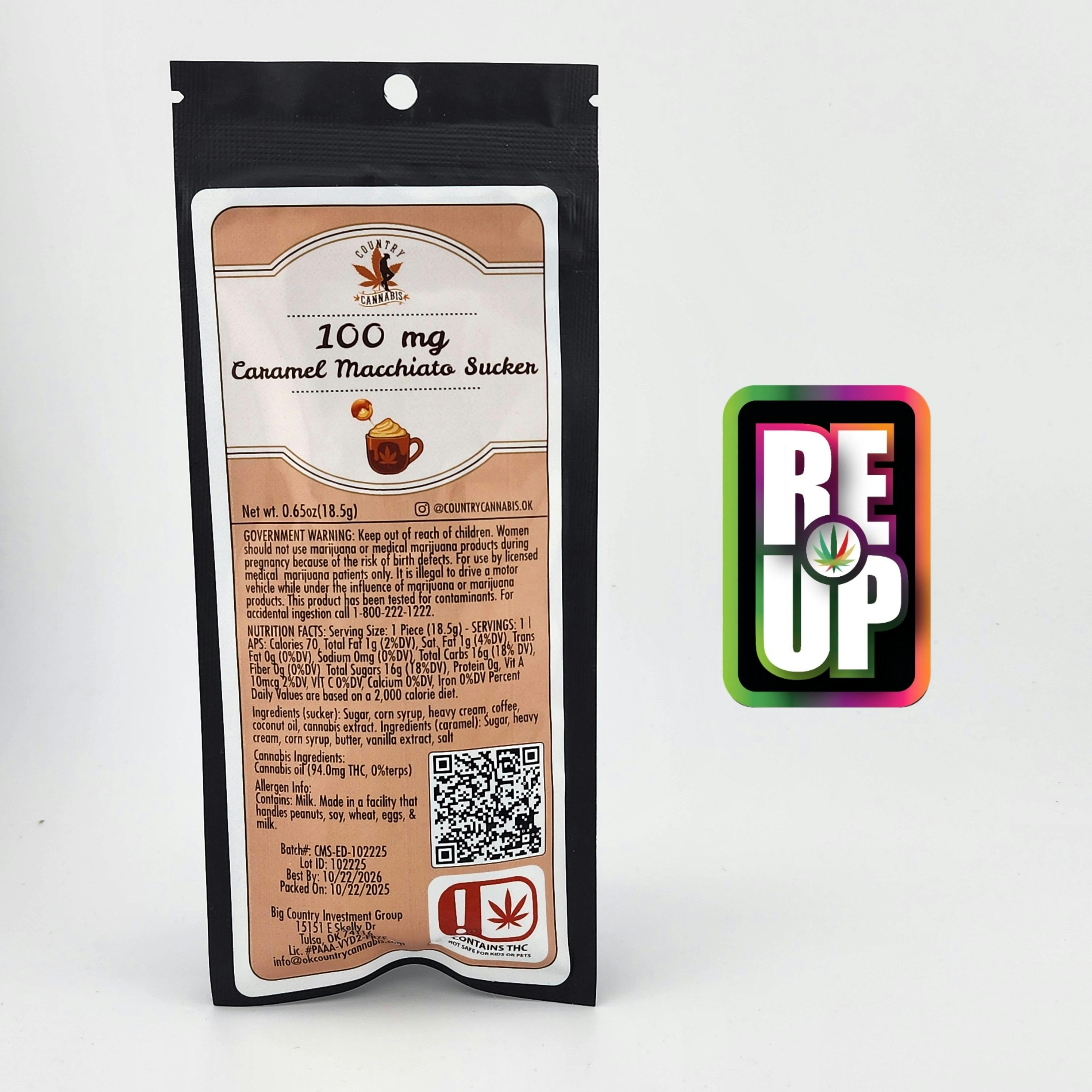 Country Cannabis 100mg Infused Sucker - Caramel Macchiato