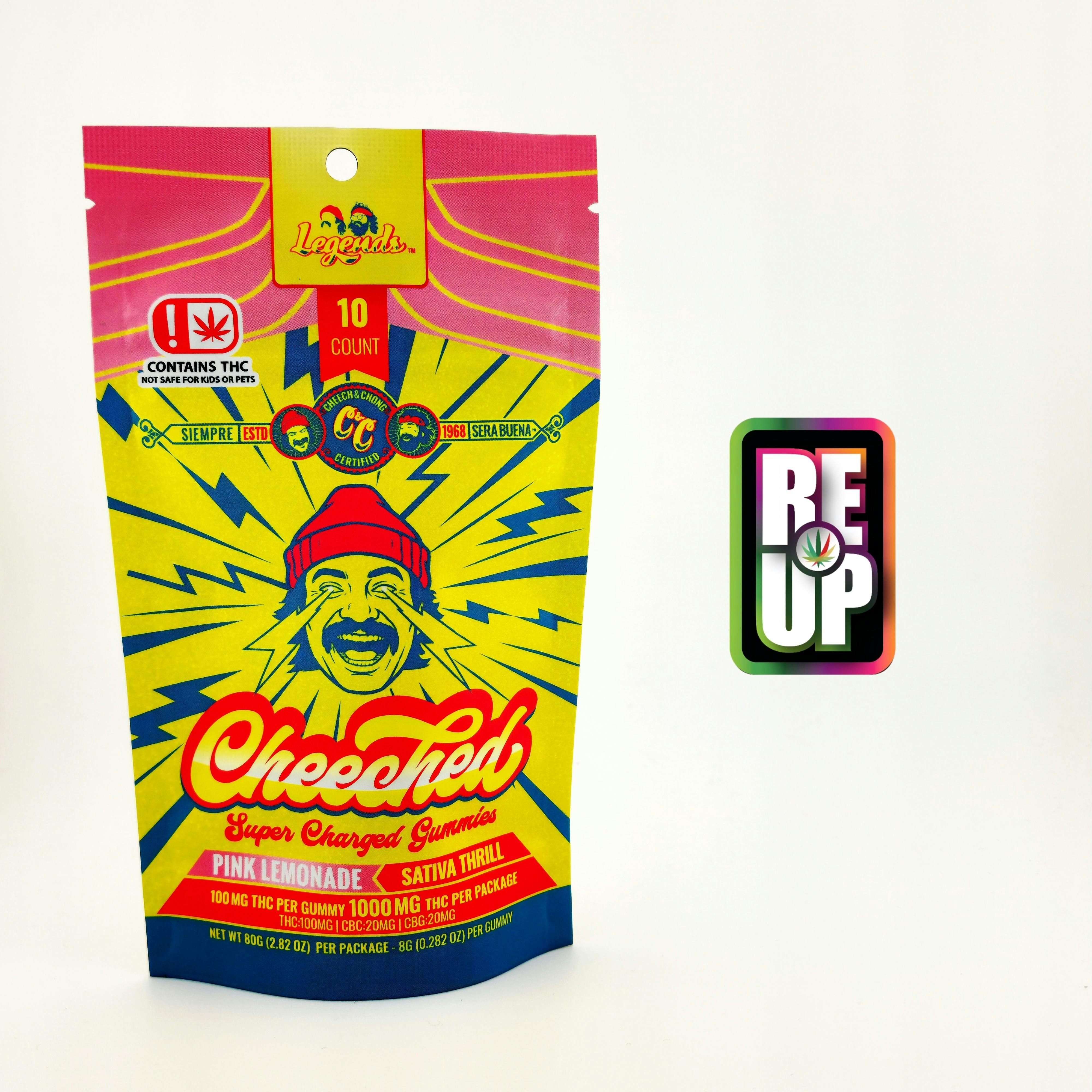 Cheeched - High Dose Legends - Sativa - Pink Lemonade - 10 Pack Gummies