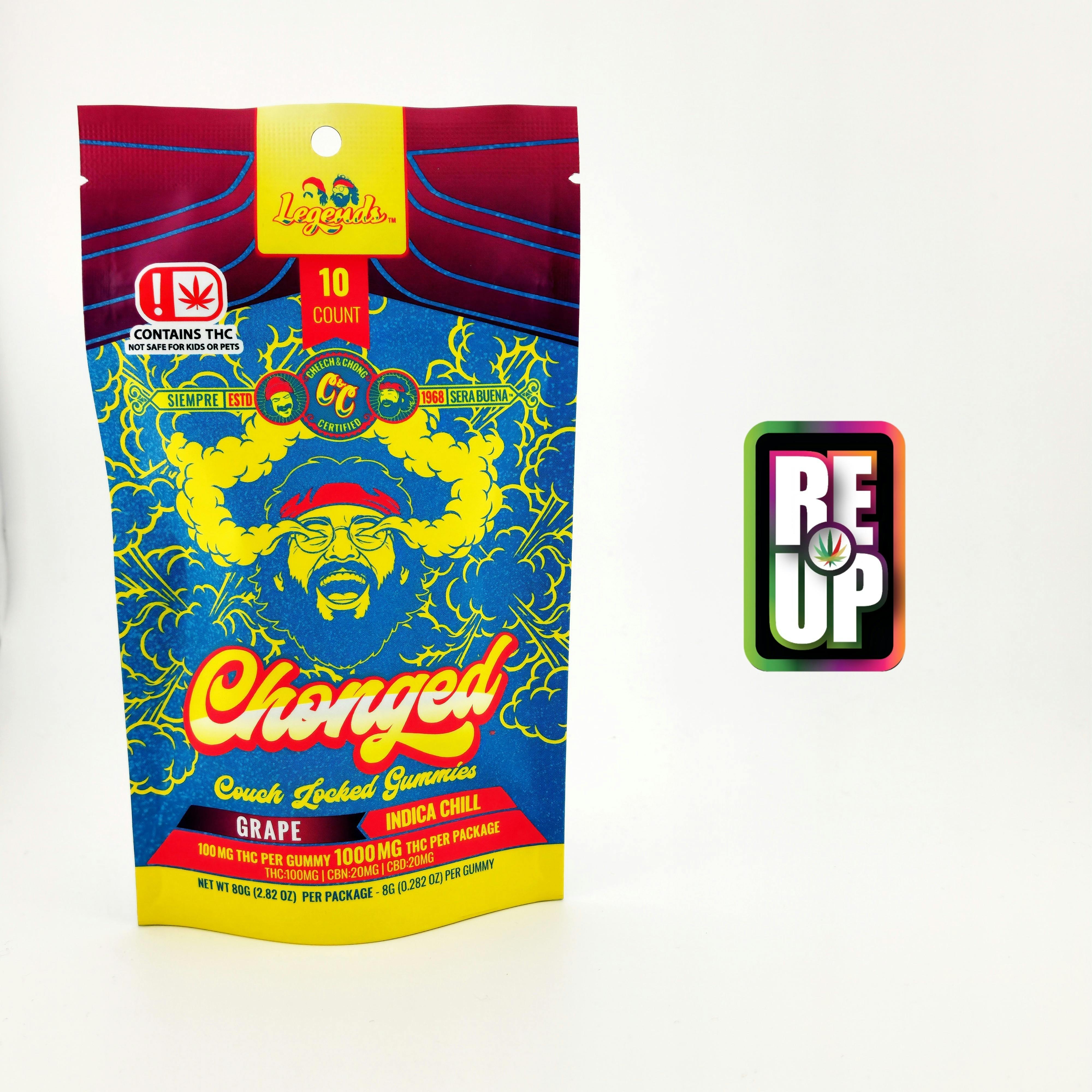 Chonged - High Dose Legends - Indica - Grape - 10 pack Gummies