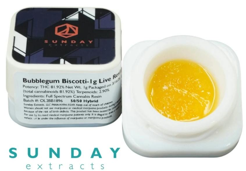 Bubblegum Biscotti | Live Resin | 1g by Sunday Extracts