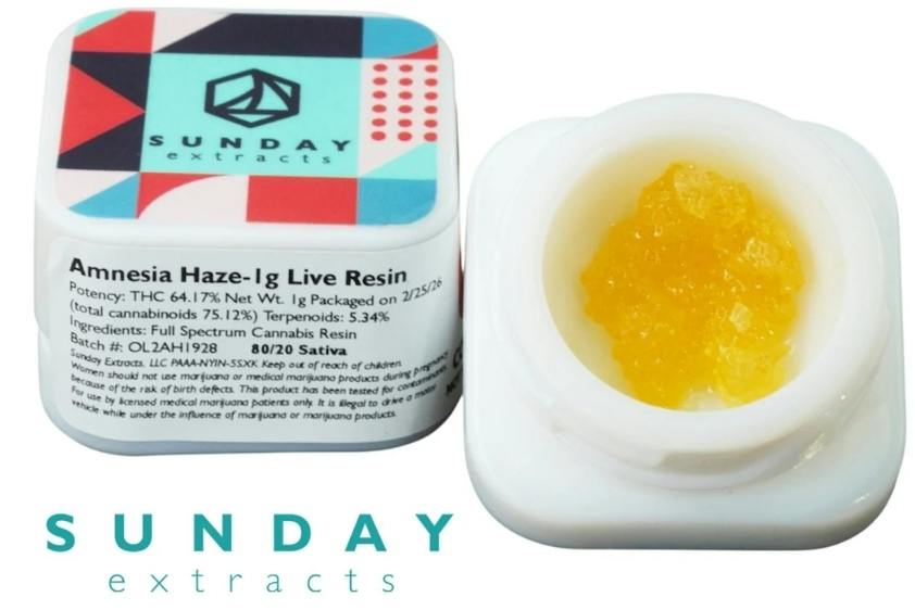 Amnesia Haze | Live Resin | 1g by Sunday Extracts