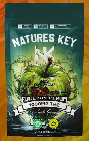 Natures key 1000mg NANO THC Sour Green Apple - Gummies