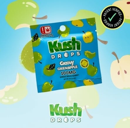 Groovy Green Apple Kush Drops - SINGLE - 100mg THC - at HashFoxx