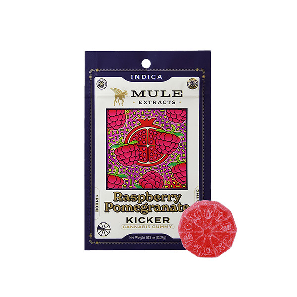Raspberry Pomegranate LR Kicker Gummy | 100mg | Single by Mule Extracts