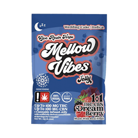 1:1 Dream Berry 100mg Live Resin THC:CBN Gummy by Mellow Vibes
