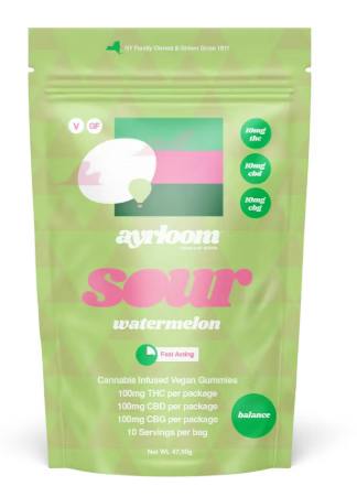 ayrloom | Sour Watermelon | 1:1:1 | 10MG THC : 10MG CBD : 10MG CBG | 10pk by Ayrloom