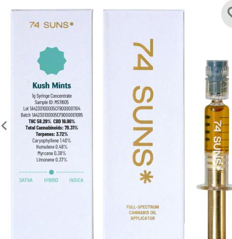 Kush Mints | Cannabis Oil Syringe | 1g by 74 Suns