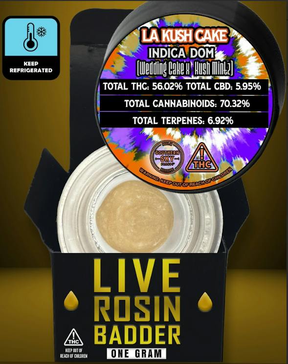 Southern Sky Brands | 1g | LA Kush Cake | Live Rosin Badder