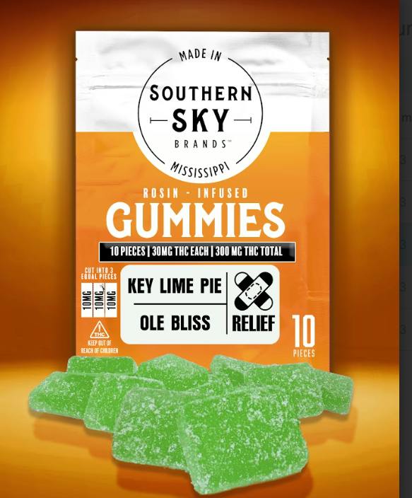 Key Lime Pie x Ole Bliss Live Rosin Gummies | 300mg | 10ct | 30mg/ea by Southern Sky Brands