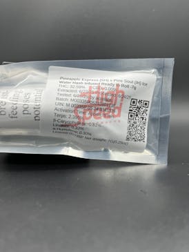 Hash Infused Ground Flower, 7g - Pineapple Express(F) X Pine Soul (H), 32.58% THC - High Speed