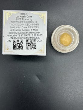 Live Rosin - LA Kush Cake, 70.04% THC - BOLD