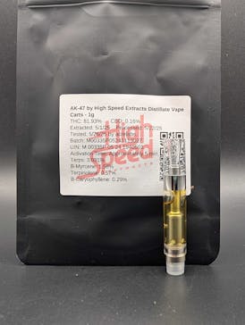 Distillate Cartridge, 1g - AK-47, 81.93% THC - High Speed Extracts