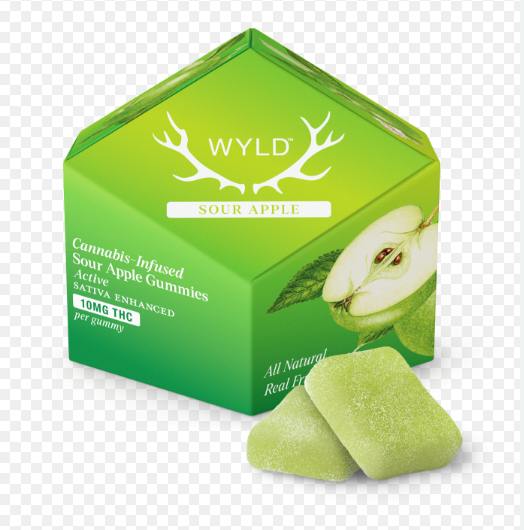WYLD | Sour Apple Sativa Enhanced Gummies | 100mg | 10ct | 10mg/ea by WYLD