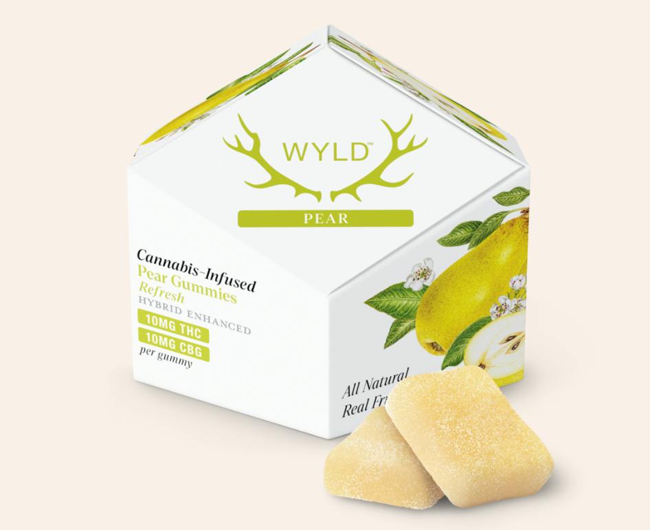 WYLD | Pear 1:1 CBG + Hybrid Enhanced Gummies | 100mg | 10ct | 10mg/ea by WYLD