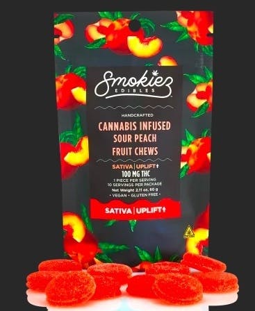 Sour Peach Sativa 100mg THC Fruit Chews - OR