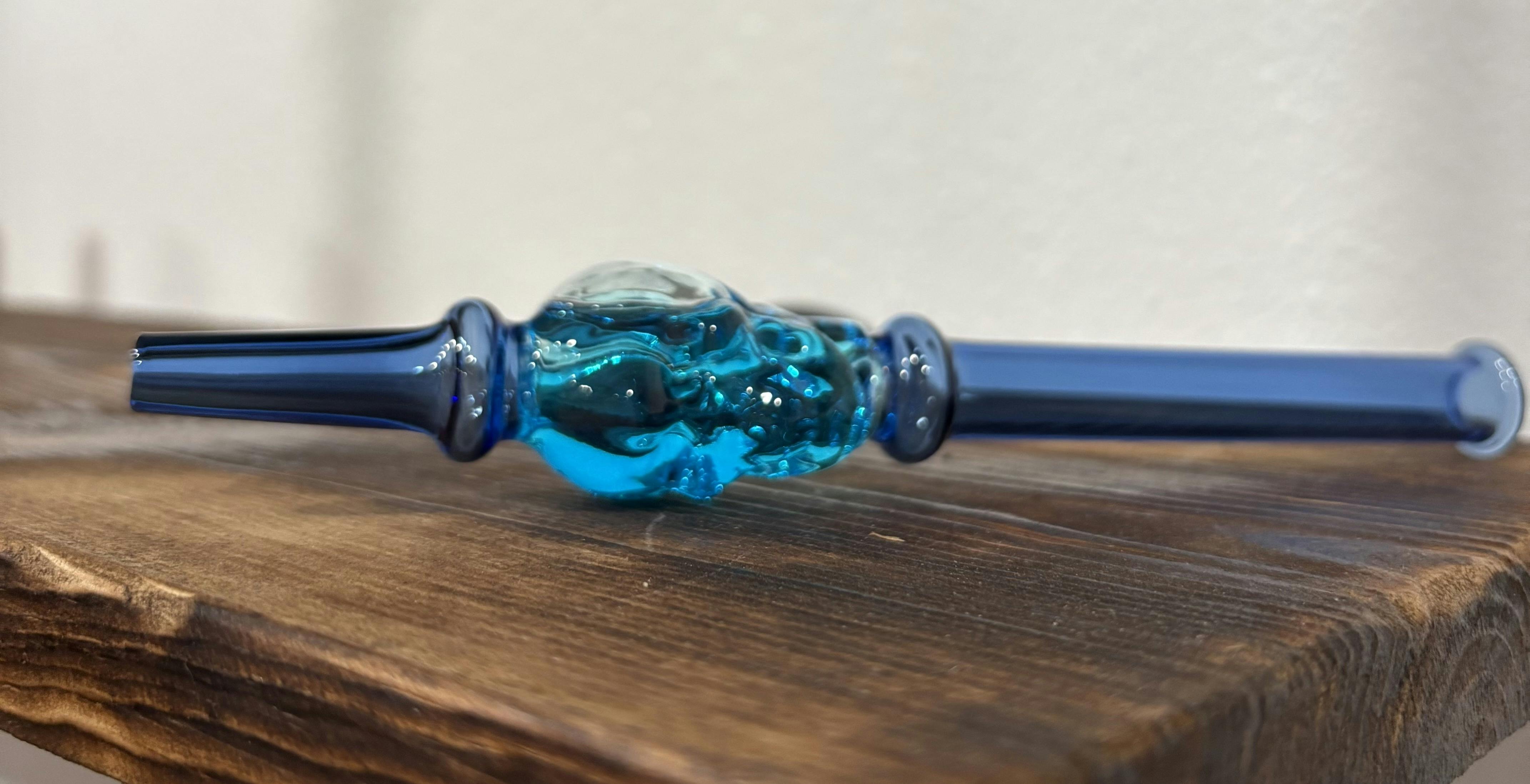 Glass Liquid Skull Nectar Collector (Blue)