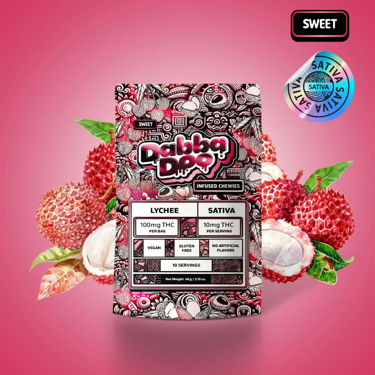 Gummy - Lychee - Sativa Sweet - 100mg - Dabba Doo
