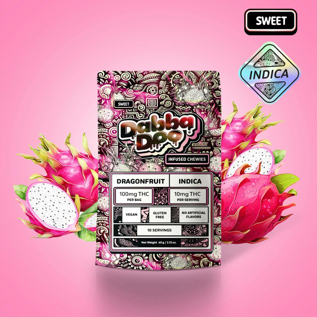Gummy - Dragonfruit - Indica Sweet - 100mg - Dabba Doo