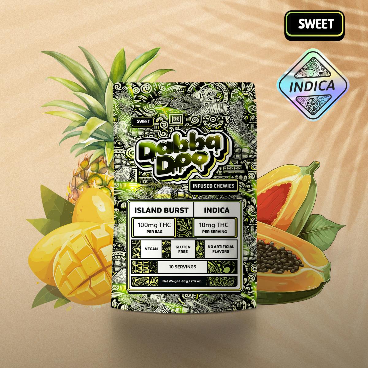 Gummy - Island Burst - Indica Sweet - 100mg - Dabba Doo