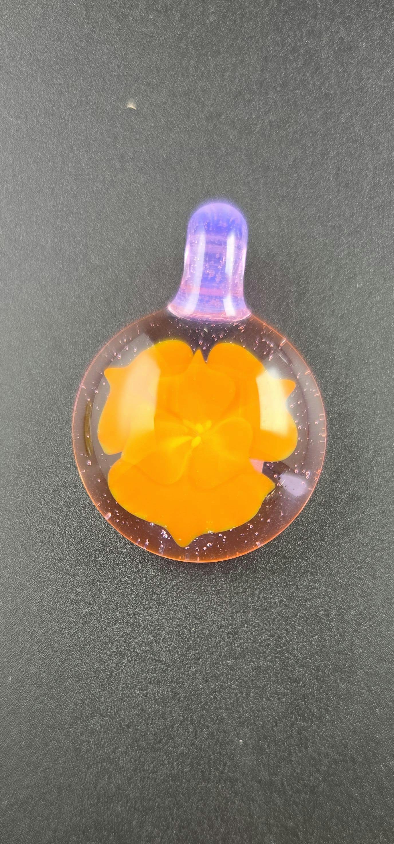 Northern Groove Glass Orange Flower Pendant | 1 Unit