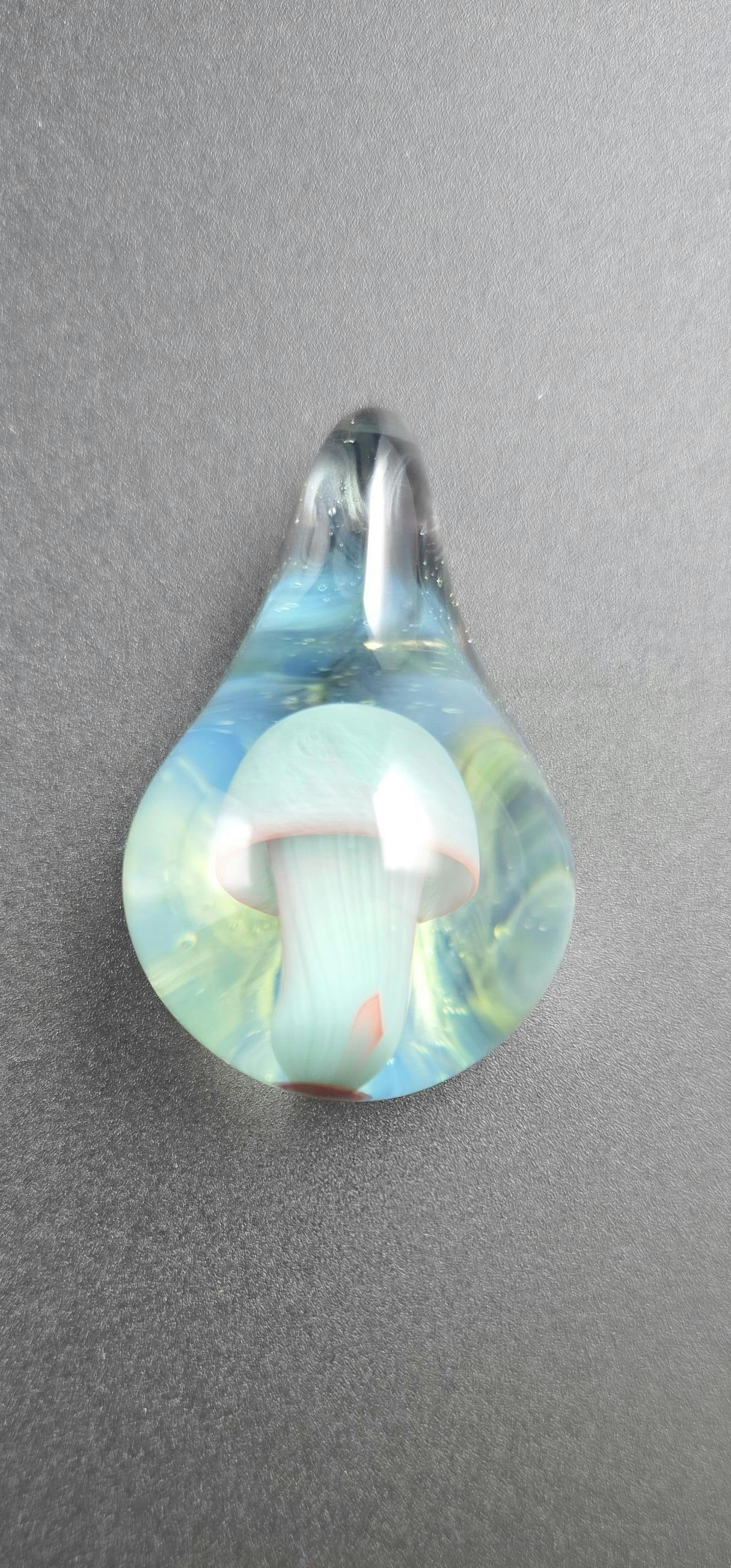 Northern Groove Glass Teal Mushroom Pendant | 1 Unit
