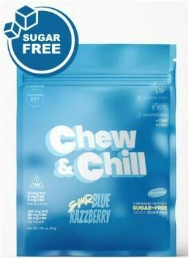 Chew & Chill | 300mg | Sour Blue Razz | Sugar-Free Gummies | 10pk