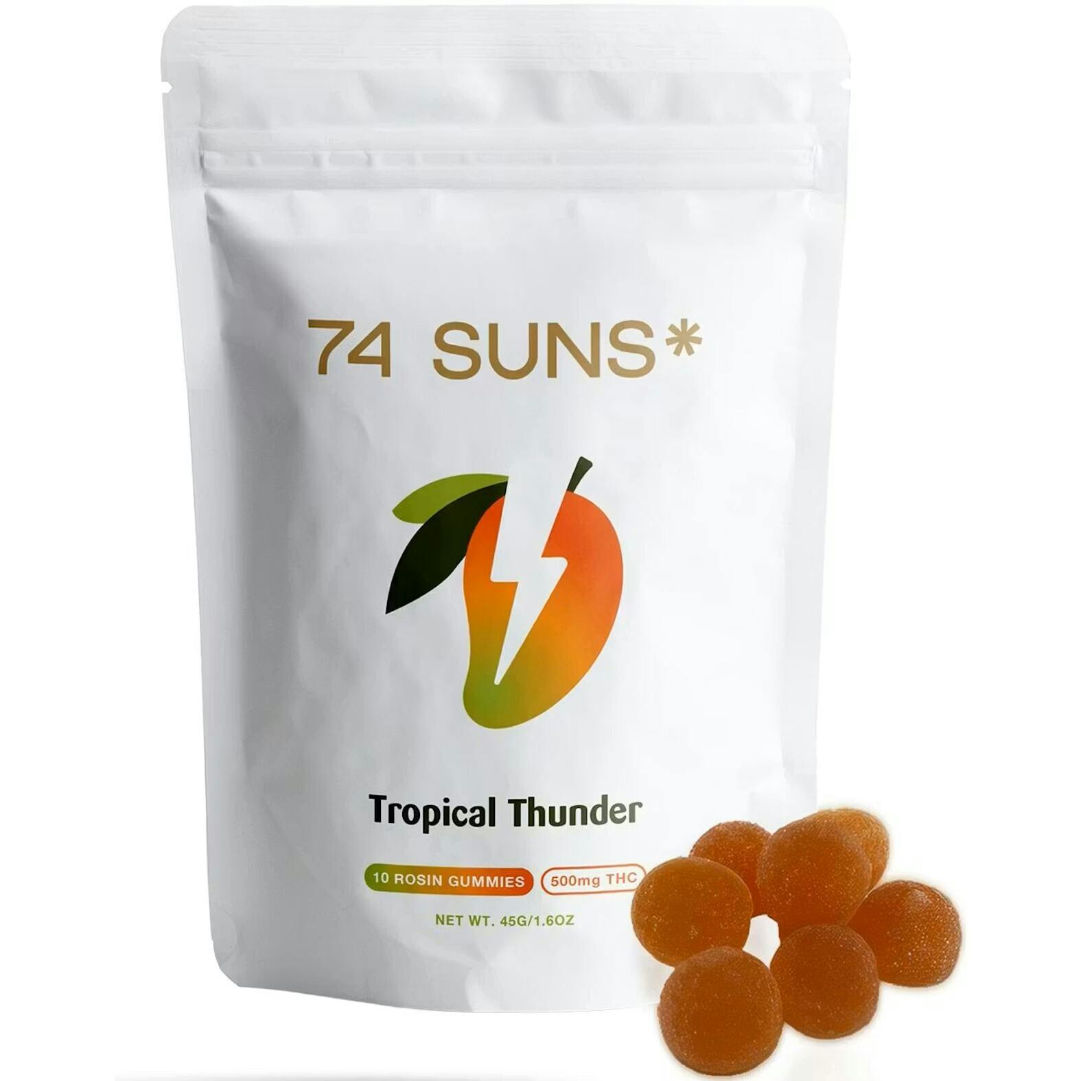 Tropical Thunder Rosin Gummies | 500mg | 10ct | 50mg/ea by 74 Suns