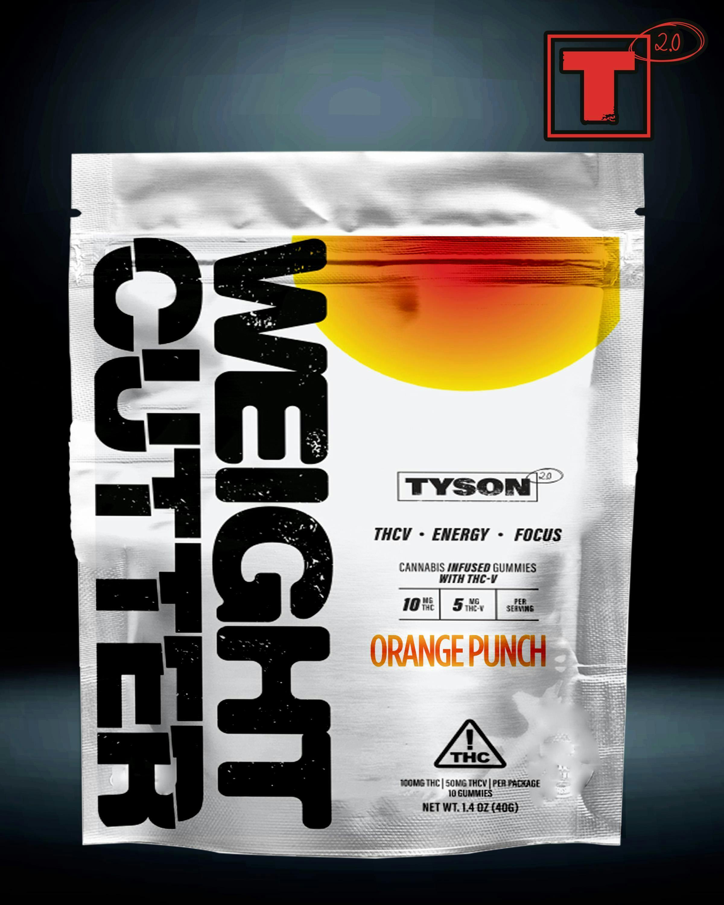 Tyson 2.0 | 100mg | Orange Punch | THCV Weight Cutter Gummies | 10pk at DABBS Cannabis Dispensary