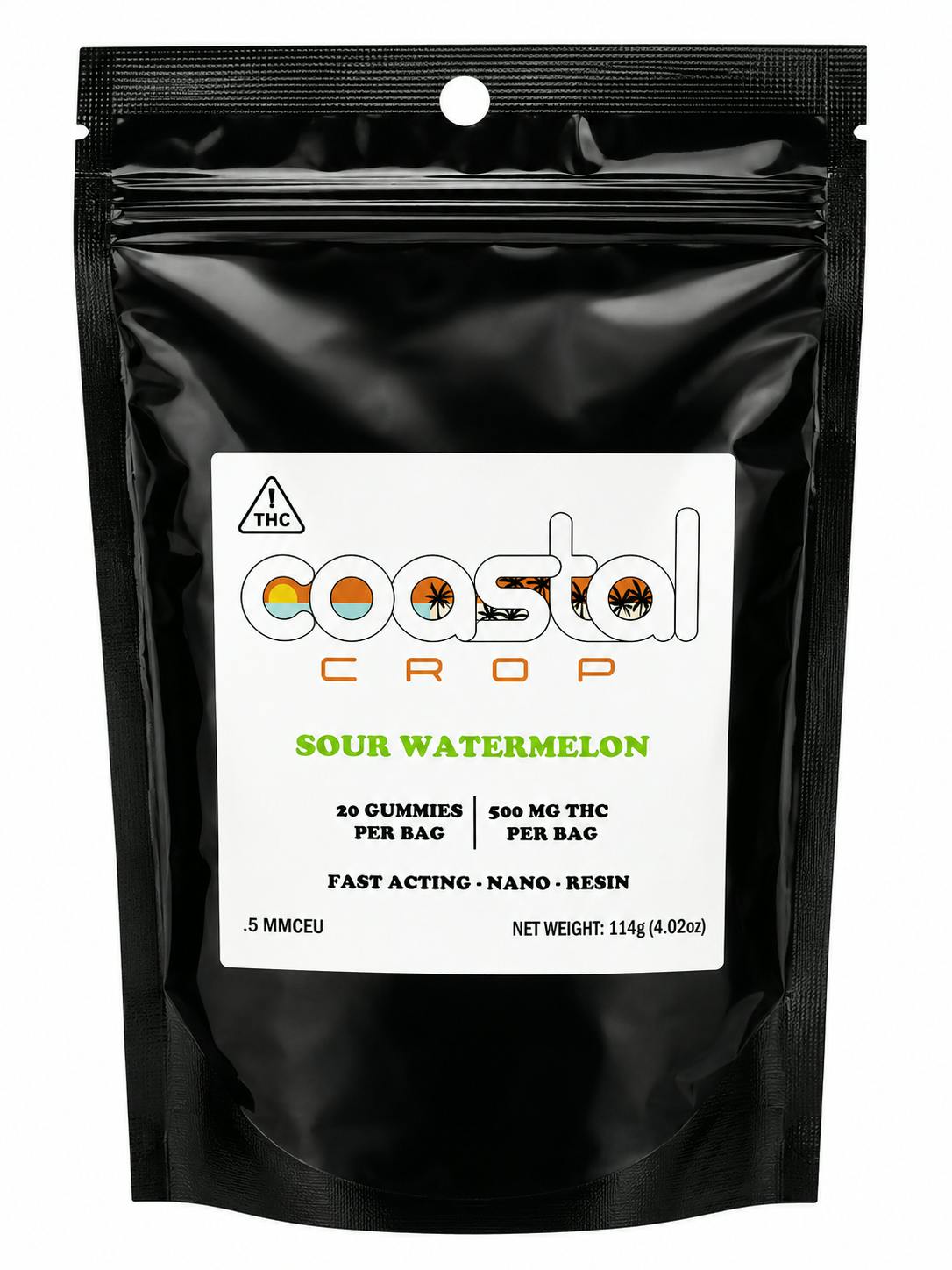 Coastal Crop | 500mg | Sour Watermelon | Nano Resin Gummies