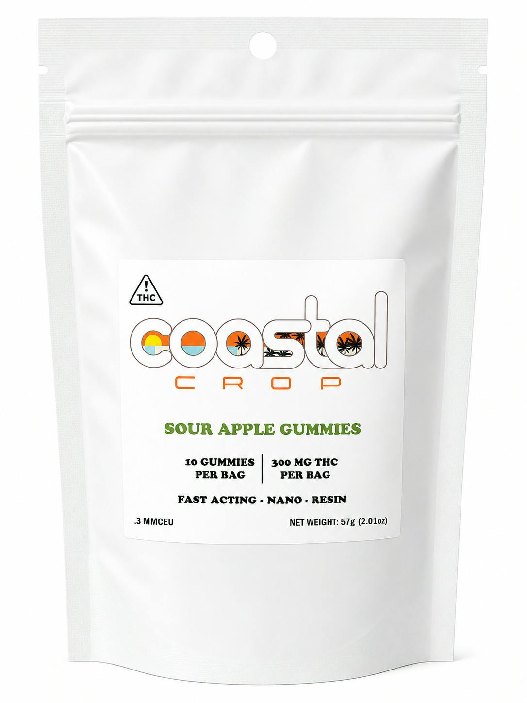 Coastal Crop | 300mg | Sour Apple | Nano Resin Gummies