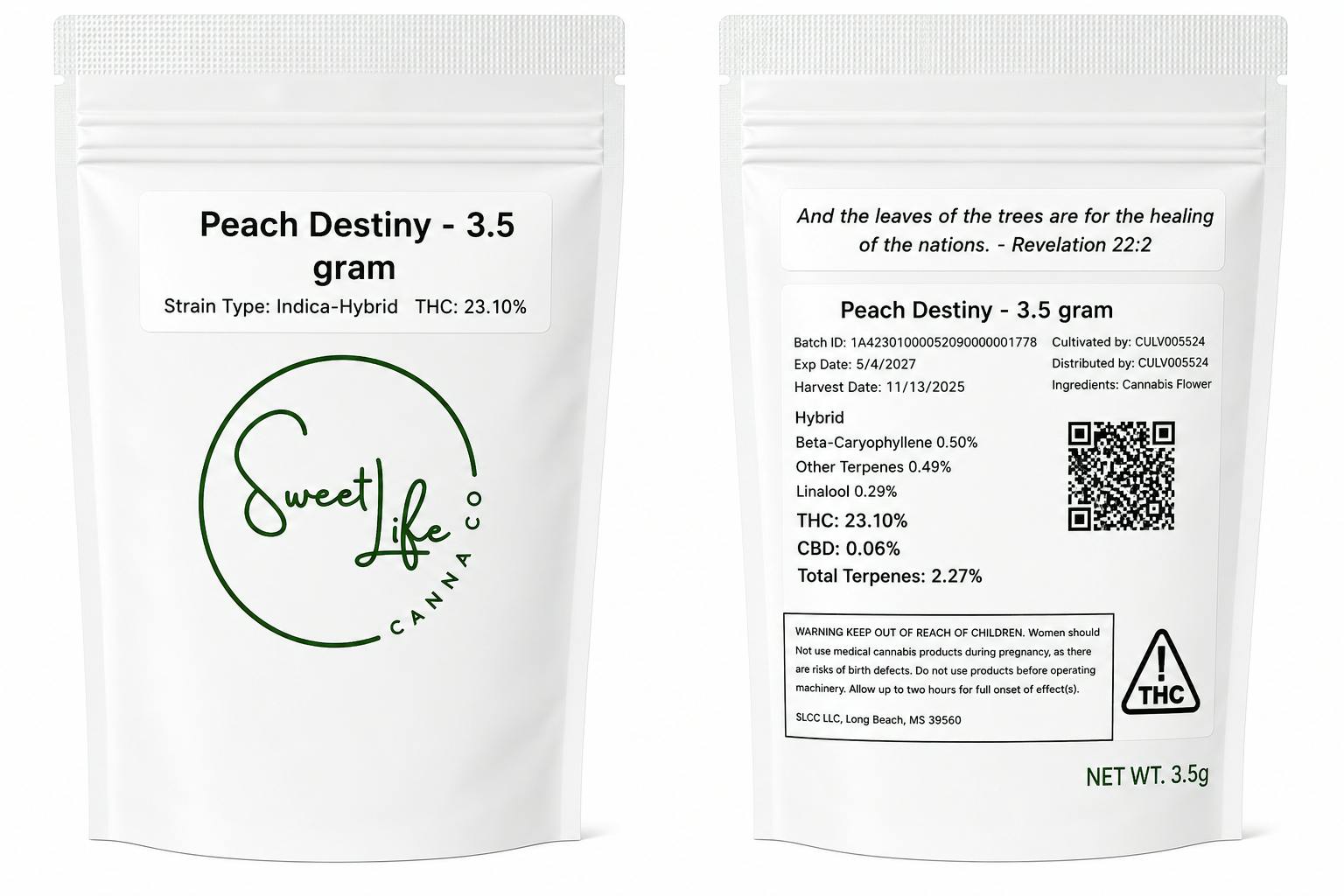 Peach Destiny (3.5 Gram Bag) by Sweet Life Canna Co